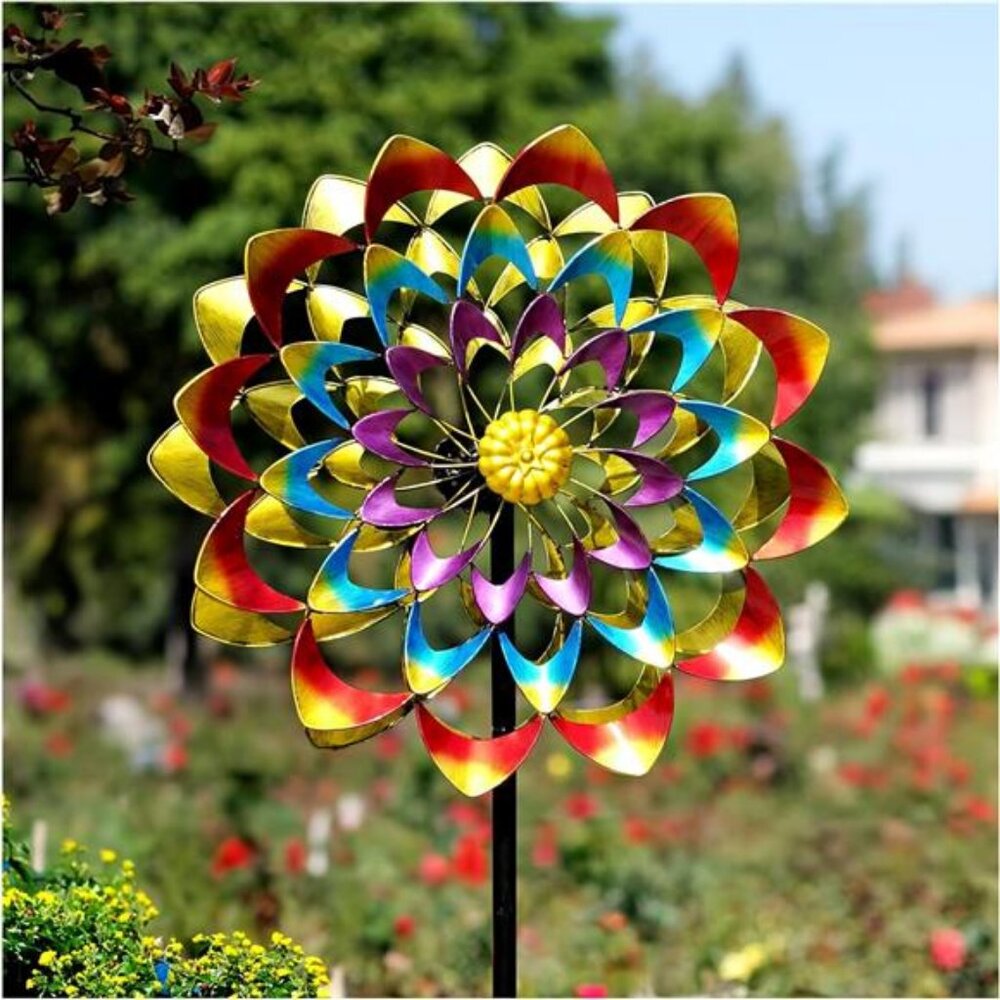 Garden Wind Spinners Outdoor Large Metal, 84'' Yard Art Wind Sculptures &